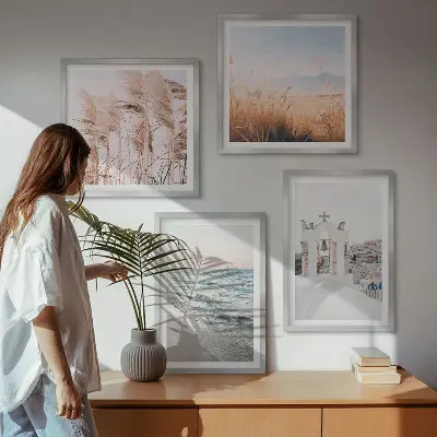 Wanddeko-Set mit Motiven von Pflanzen, Meereswellen, Aussichten und Häusern