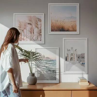 Wanddeko-Set mit Motiven von Pflanzen, Meereswellen, Aussichten und Häusern