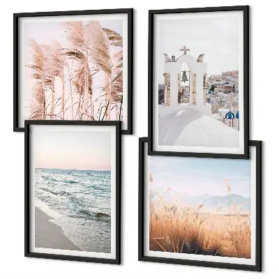 Wanddeko-Set mit Motiven von Pflanzen, Meereswellen, Aussichten und Häusern