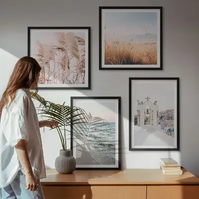 Wanddeko-Set mit Motiven von Pflanzen, Meereswellen, Aussichten und Häusern