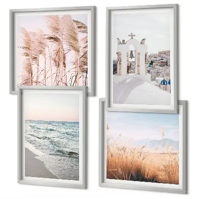 Wanddeko-Set mit Motiven von Pflanzen, Meereswellen, Aussichten und Häusern