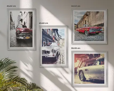 Oldtimer in Städten Polyptychon mit Rahmen