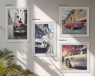 Oldtimer in Städten Polyptychon mit Rahmen