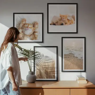 Wanddeko-Set mit niedlichen Tieren wie Katzen, Hunden und Strandmotiven