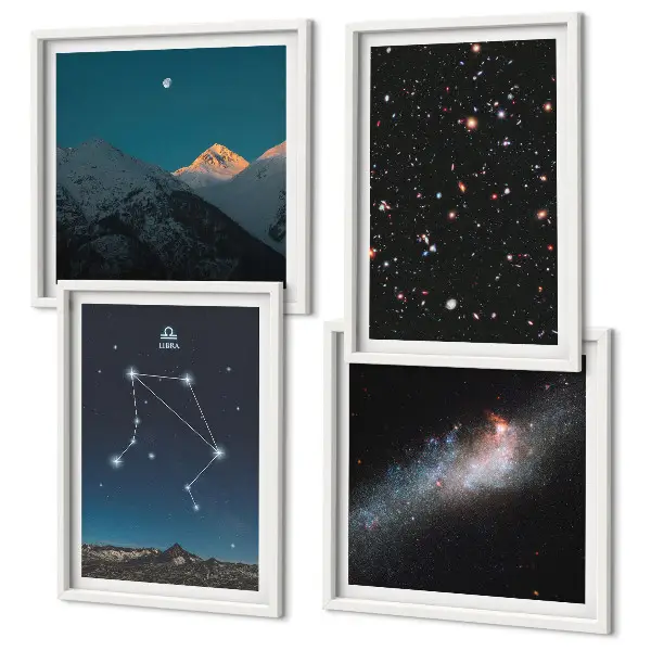 Wanddeko-Set mit Motiv Weltraumgalaxie, Waage und Nachthimmel