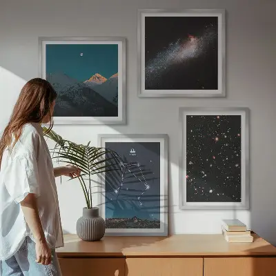 Wanddeko-Set mit Motiv Weltraumgalaxie, Waage und Nachthimmel