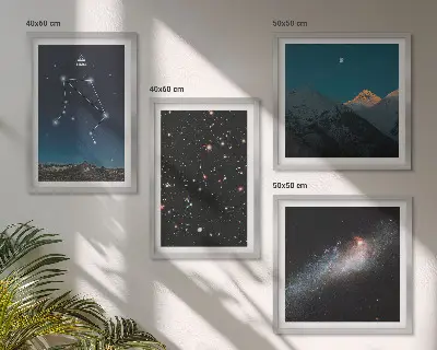 Wanddeko-Set mit Motiv Weltraumgalaxie, Waage und Nachthimmel