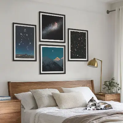 Wanddeko-Set mit Motiv Weltraumgalaxie, Waage und Nachthimmel