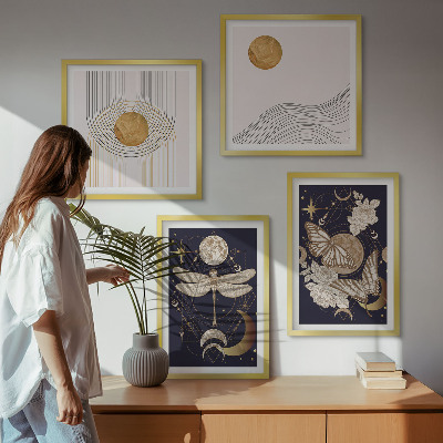 Polyptychon mit rahmen Naturmotive mit dem Mond