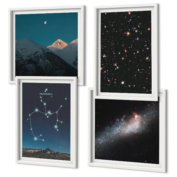 Wanddeko-Set mit Galaxien, Sternbildern und Weltraummotiven des Schützen