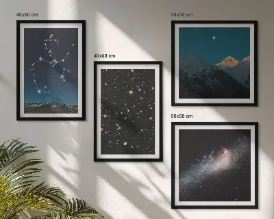 Wanddeko-Set mit Galaxien, Sternbildern und Weltraummotiven des Schützen