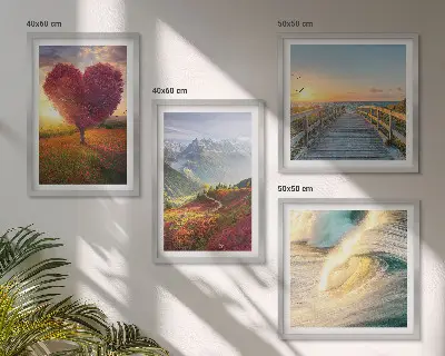 Wanddeko-Set mit Motiven von Landschaften, Bergen, Wellen, Bäumen, Herzen und einem Pier