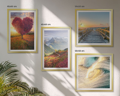 Wanddeko-set Landschaften Berge Wellen Baum Herz Pier