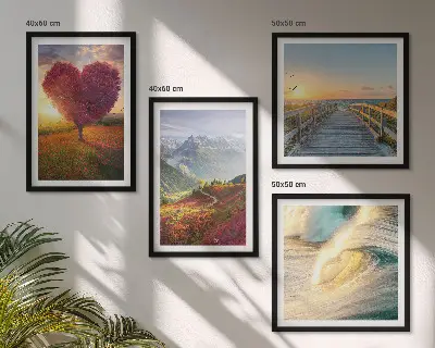 Wanddeko-Set mit Motiven von Landschaften, Bergen, Wellen, Bäumen, Herzen und einem Pier