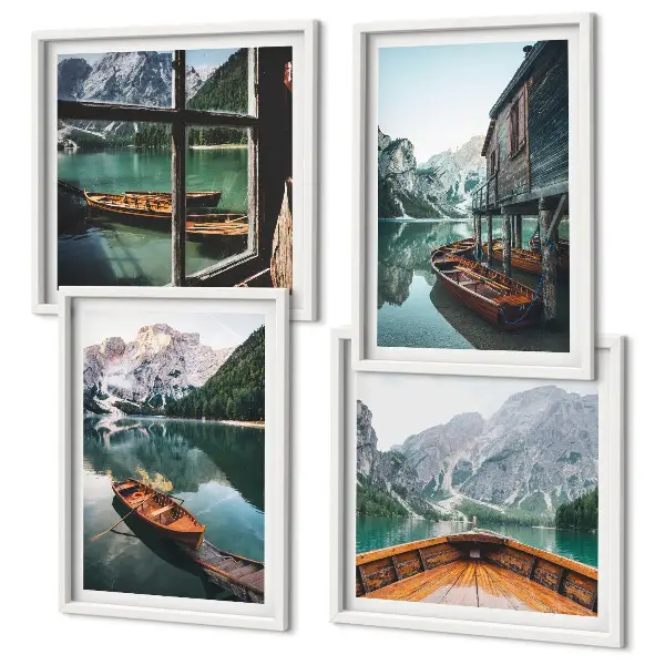 Wanddekoration Set Motiv Haus am Gebirgssee