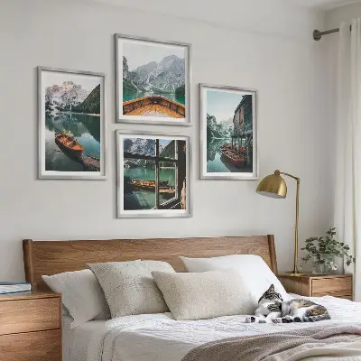 Wanddekoration Set Motiv Haus am Gebirgssee