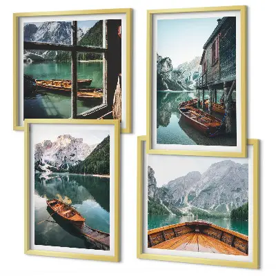 Wanddekoration Set Motiv Haus am Gebirgssee
