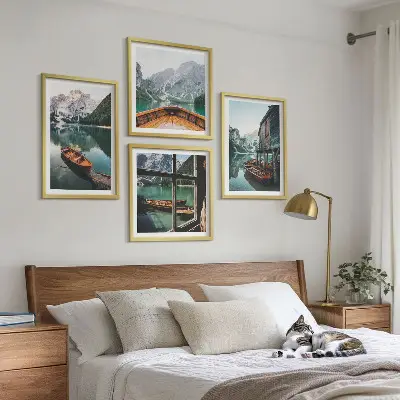 Wanddekoration Set Motiv Haus am Gebirgssee