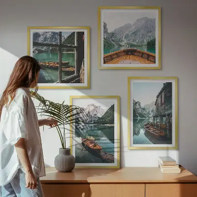 Wanddekoration Set Motiv Haus am Gebirgssee