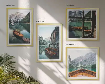 Wanddekoration Set Motiv Haus am Gebirgssee