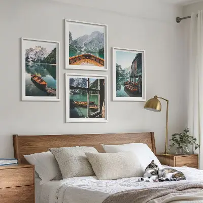 Wanddekoration Set Motiv Haus am Gebirgssee