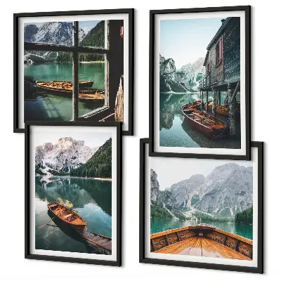 Wanddekoration Set Motiv Haus am Gebirgssee