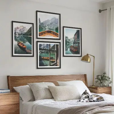 Wanddekoration Set Motiv Haus am Gebirgssee