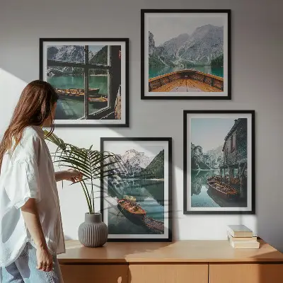 Wanddekoration Set Motiv Haus am Gebirgssee