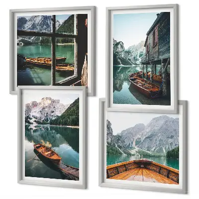Wanddekoration Set Motiv Haus am Gebirgssee
