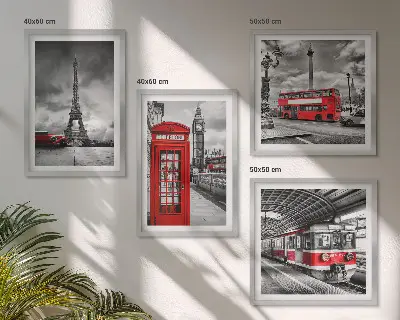 Wanddeko-Set ikonische Städte London und Paris mit Eisenbahn-Motiv