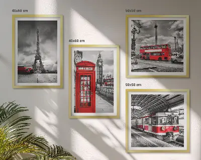 Wanddeko-Set ikonische Städte London und Paris mit Eisenbahn-Motiv