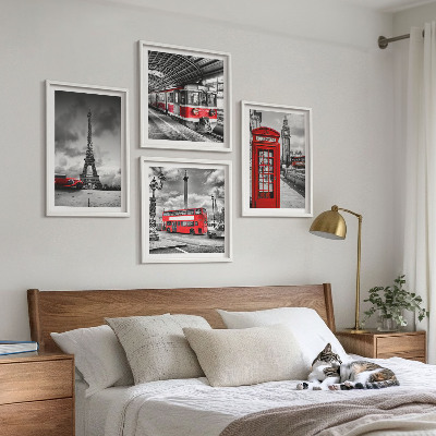 Wanddeko-set Ikonische Städte London Paris Eisenbahn