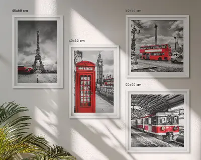 Wanddeko-Set ikonische Städte London und Paris mit Eisenbahn-Motiv