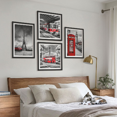Wanddeko-set Ikonische Städte London Paris Eisenbahn