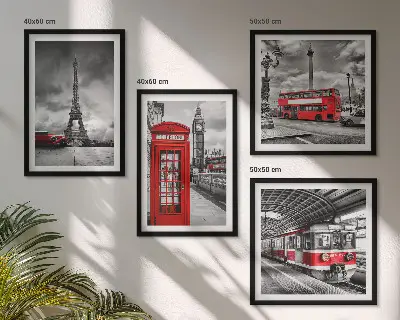 Wanddeko-Set ikonische Städte London und Paris mit Eisenbahn-Motiv
