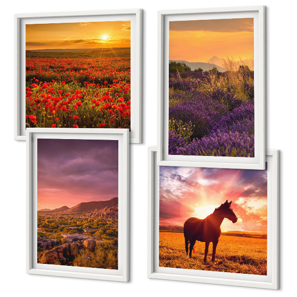 Wanddeko-set Berglandschaft Rosslavendel