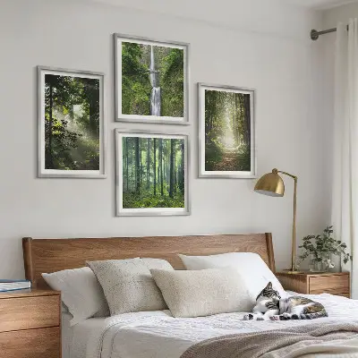 Grüne Wälder, Lichtstrahlen als Polyptychon mit Rahmen
