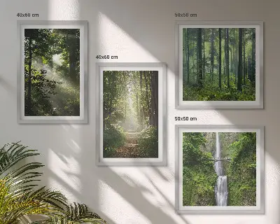 Grüne Wälder, Lichtstrahlen als Polyptychon mit Rahmen