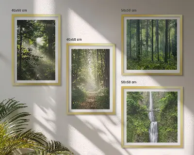 Grüne Wälder, Lichtstrahlen als Polyptychon mit Rahmen