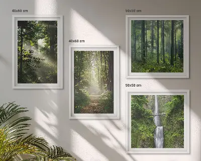 Grüne Wälder, Lichtstrahlen als Polyptychon mit Rahmen