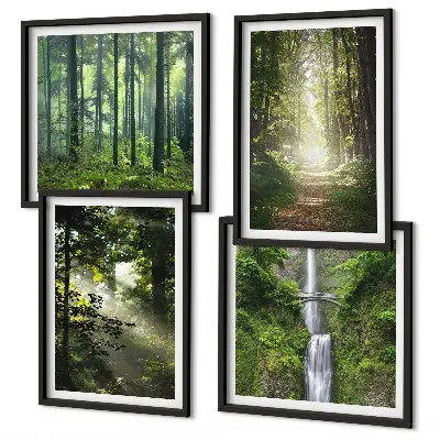 Grüne Wälder, Lichtstrahlen als Polyptychon mit Rahmen