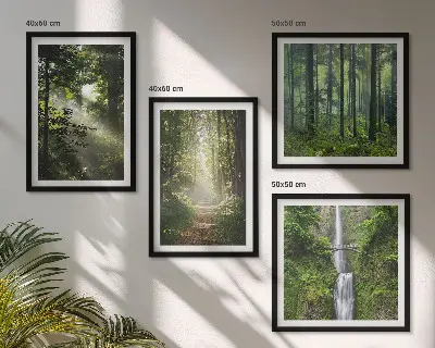 Grüne Wälder, Lichtstrahlen als Polyptychon mit Rahmen
