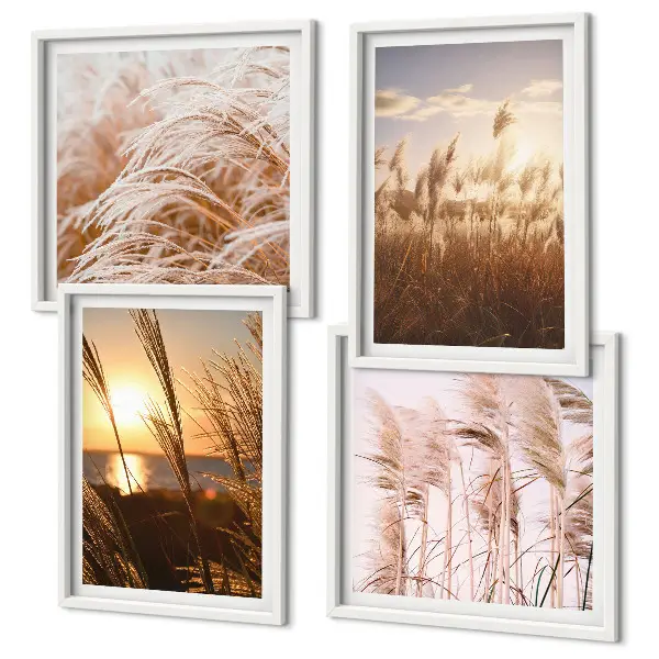 Wanddeko-Set Boho-Grasfeld bei Sonnenuntergang