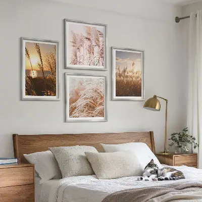 Wanddeko-Set Boho-Grasfeld bei Sonnenuntergang