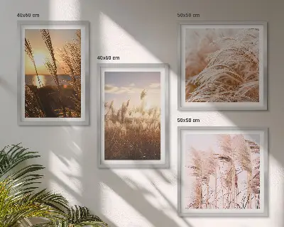 Wanddeko-Set Boho-Grasfeld bei Sonnenuntergang