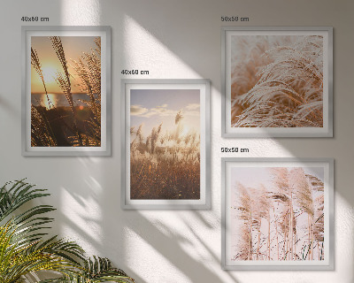 Wanddeko-set Boho-Grasfeld-Sonnenuntergang