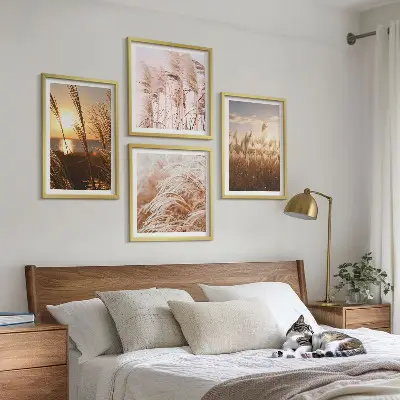 Wanddeko-Set Boho-Grasfeld bei Sonnenuntergang