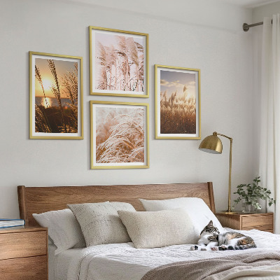 Wanddeko-set Boho-Grasfeld-Sonnenuntergang