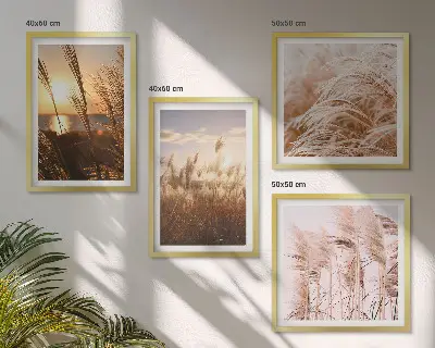 Wanddeko-Set Boho-Grasfeld bei Sonnenuntergang