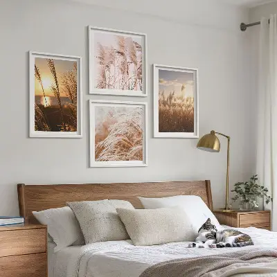 Wanddeko-Set Boho-Grasfeld bei Sonnenuntergang